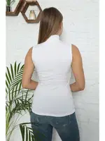 Akbeniz Bayan Sıfır Kol Yarım Balıkçı Yaka Body 262B Beyaz görsel 4