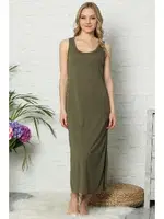 Akbeniz Kalın Askılı Haki Penye Uzun Gecelik 922 detay görünüm