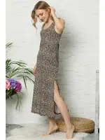 Akbeniz Kalın Askılı Kahve Leopar Penye Uzun Gecelik 927 farklı açı