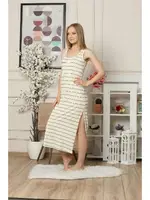 Akbeniz Kalın Askılı Penye Uzun Gecelik 951 Bej detay görünüm