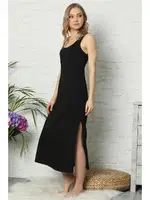 Akbeniz Kalın Askılı Siyah Penye Uzun Gecelik 921 Siyah