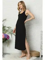 Akbeniz Kalın Askılı Siyah Penye Uzun Gecelik 921 Siyah detay görünüm