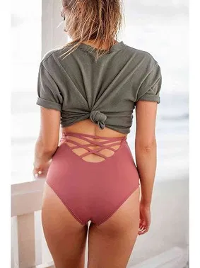 Angelsin Angelsin Gül Kurusu Yüksek Bel Bikini Alt - Alternatif Görünüm