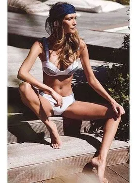 Angelsin Angelsin Özel Tasarım Desenli Bikini Takım Beyaz