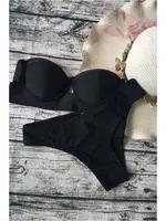 Angelsin Siyah Straplez Bikini Takım Siyah görsel 4