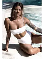 Angelsin Yüksek Bel Bikini Takım Beyaz Beyaz detay görünüm