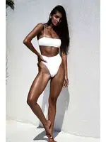 Angelsin Yüksek Bel Bikini Takım Beyaz Beyaz görsel 5