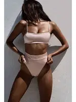 Angelsin Yüksek Bel Bikini Takım Pembe Pembe farklı açı