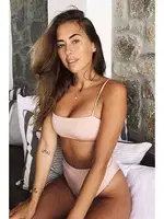 Angelsin Yüksek Bel Bikini Takım Pembe Pembe görsel 6