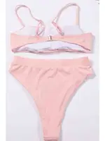 Angelsin Yüksek Bel Bikini Takım Pembe Pembe görsel 7