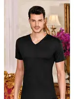 Berrak 1006 Erkek Siyah V Yaka Siyah detay görünüm