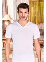 Berrak 1007 Erkek V Yaka Beyaz detay görünüm