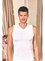 Berrak 1028 Erkek Ribana Kolsuz V Yaka Beyaz detay görünüm