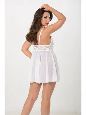 Sistina Beyaz Tül Tangalı Gecelik Takım Sistina 671 - Alternatif Görünüm