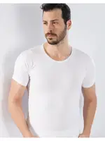 Bisiklet Yaka Erkek Fanila Lüx DRM 150 Beyaz