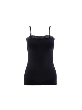 Black Spade BlackSpade İnce Askılı Dantelli Siyah Atlet 1347