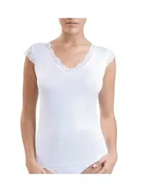 Black Spade BlackSpade Kadın Dantelli Beyaz T-Shirt 1348