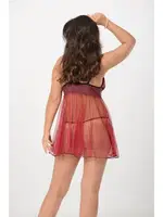 Bordo Fantazi Tül Gecelik Sistina 670 Bordo detay görünüm