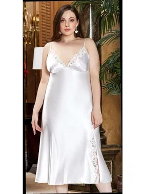 Jeremi Büyük Beden Saten 2'Li Uzun Gecelik Sabahlık Takım Jeremi 3241 - Alternatif Görünüm