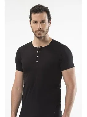 Cacharel Cacharel - Düğmeli kısa kollu t-shirt 1308/SİYAH - Alternatif Görünüm