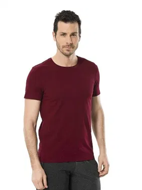 Cacharel Cacharel Erkek Likralı O Yaka T-shirt 1331/BORDO