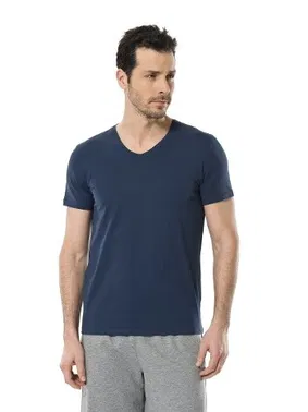 Cacharel Cacharel Erkek Likralı V Yaka T-shirt 1332/İNDİGO