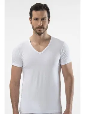 Cacharel Cacharel - V yaka kısa kollu t-shirt 1306/BEYAZ