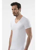 Cacharel - V yaka kısa kollu t-shirt 1306/BEYAZ Beyaz detay görünüm