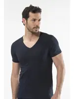 Cacharel - V yaka kısa kollu t-shirt 1306/LACİVERT Lacivert detay görünüm
