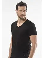 Cacharel - V yaka kısa kollu t-shirt 1306/SİYAH Siyah