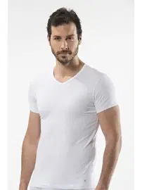 Cacharel Cacharel - V yaka t-shirt 1402/BEYAZ