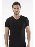 Cacharel - V yaka t-shirt 1402/SİYAH Siyah detay görünüm
