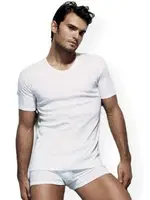 Çift Kaplan İnterlok Bisiklet Yaka T-Shirt 640 Beyaz