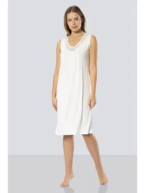 Türen Dantelli V Yaka Gecelik Türen 3285/EKRU