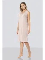 Dantelli V Yaka Gecelik Türen 3285/PUDRA Pudra detay görünüm