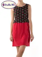 Kolsuz Kırmızı Penye Gecelik Doremi Kırmızı detay görünüm