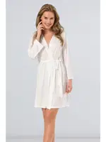 Düz Bantlı Kısa Sabahlık Türen 3164/KREM Krem