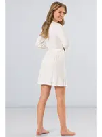 Düz Bantlı Kısa Sabahlık Türen 3164/KREM Krem farklı açı