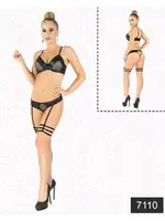 Elawin Balenli Mat Lateks Jartiyer Takım 7110 Siyah