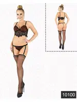 Elawin Fantazi Dantel Jartiyer Set 10100 Siyah