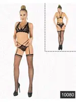 Elawin Fantazi Erotik  Dantelli Jartiyer Takım 10080 Siyah