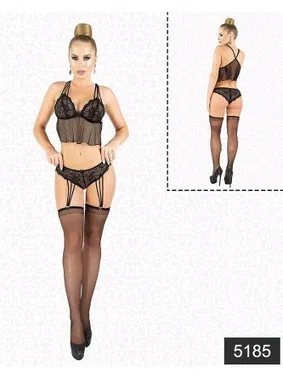 Elawin Elawin Fantazi Jartiyerli Transparan Büstiyer Set 5185