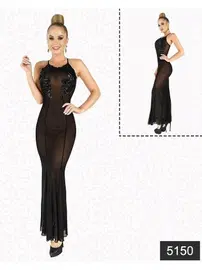 Elawin Elawin Göğüs Dekoltesi Sim Güpürlü Transparan Gecelik 5150