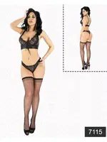 Elawin Sakal Dantel Lateks Sütyen Takım 7115 Siyah