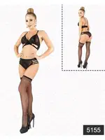 Elawin Simli Güpürden Fantazi Sütyen Takımı 5155 Siyah