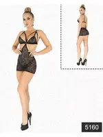 Elawin Simli Likralı Dantel Baby Doll 5160 Siyah