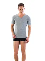 Emay V Yaka Erkek Kısa Kol Atlet 12240R Gri detay görünüm