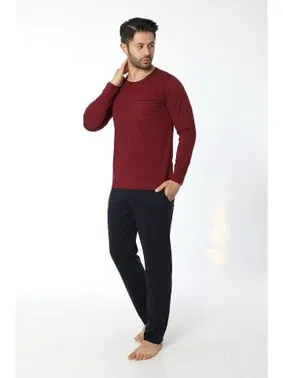 Öztaş Erkek Bisiklet Yaka Uzun Kollu Pijama Takım 12052-A Öztaş