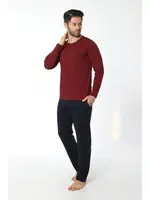 Erkek Bisiklet Yaka Uzun Kollu Pijama Takım 12052-A Öztaş Bordo