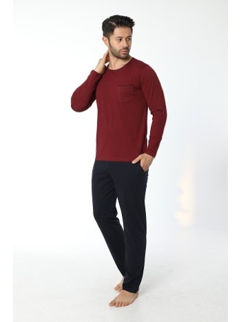 Erkek Bisiklet Yaka Uzun Kollu Pijama Takım 12052-A Öztaş